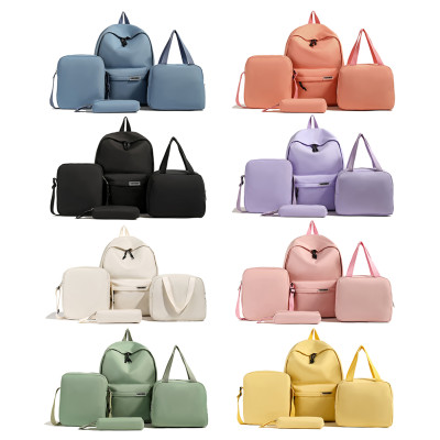 مجموعة حقائب ظهر أحادية اللون بسعة كبيرة لطلاب الم...