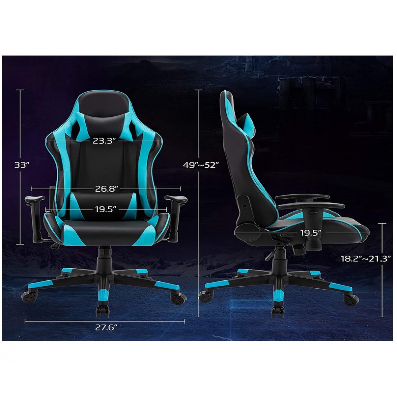 كرسي ألعاب فيديو جلد قابل للدوران مع مسند ودعم أسف...