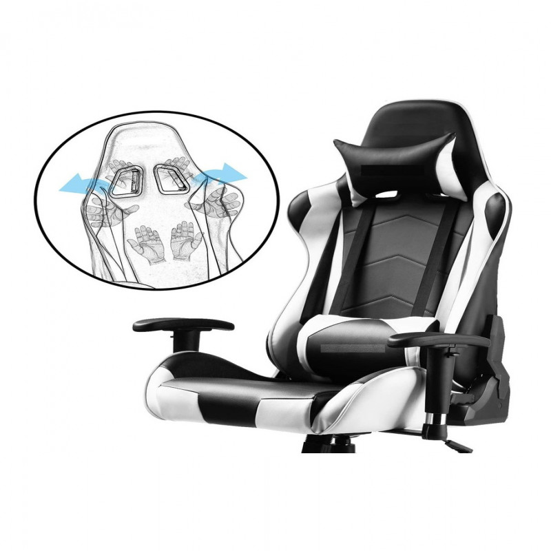 كرسي ألعاب فيديو جلد قابل للدوران مع مسند ودعم أسف...