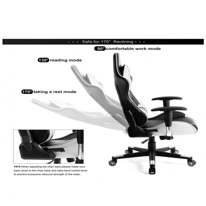 كرسي ألعاب فيديو جلد قابل للدوران مع مسند ودعم أسف...