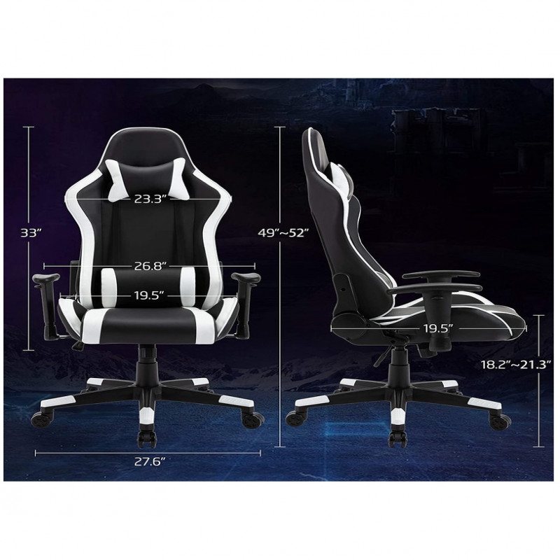 كرسي ألعاب فيديو جلد قابل للدوران مع مسند ودعم أسف...