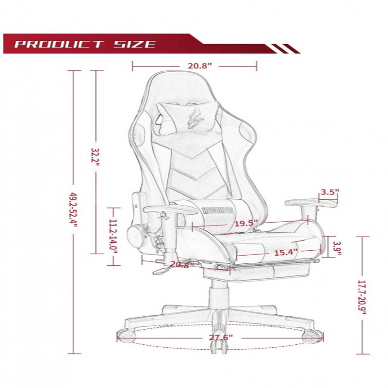 كرسي ألعاب فيديو جلد قابل للدوران مع مسند ودعم أسف...