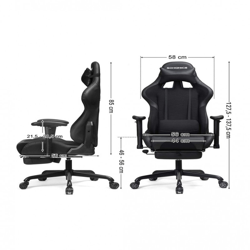 كرسي ألعاب فيديو جلد قابل للدوران مع مسند ودعم أسف...