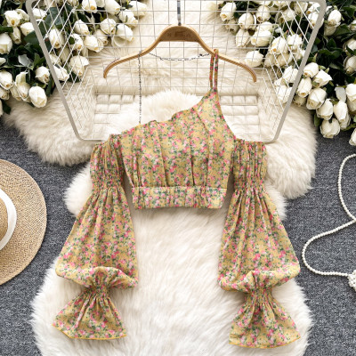 المرأة الشيفون التعادل سلسلة الجوف خارج طباعة تي ش...