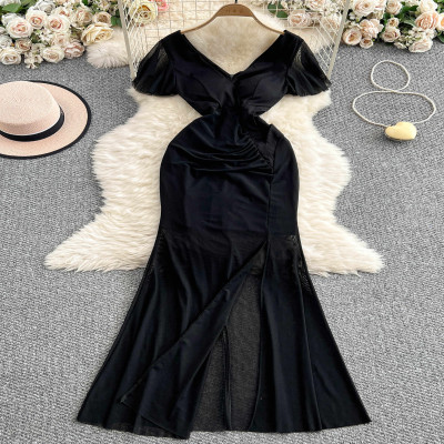 فستان سهرة نسائي أسود قوطي مكشوف الأكتاف عتيق أنيق...