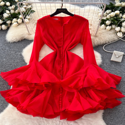 أنيق الخامس الرقبة واحدة الصدر الخصر متوهج كم غير...