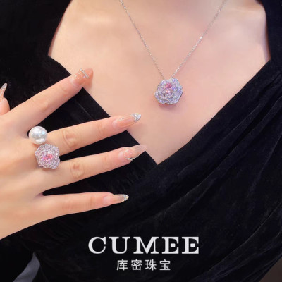 مجموعة CUMEE Fashion Pink Flower الفاخرة من اللؤلؤ...