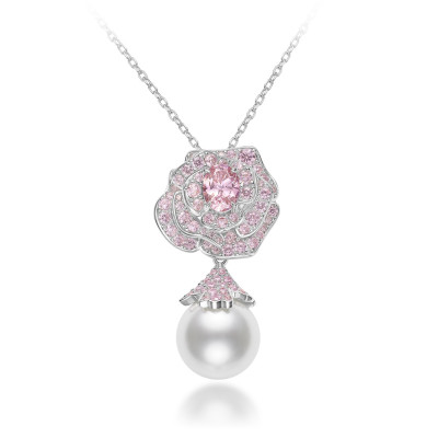 مجموعة CUMEE Fashion Pink Flower الفاخرة من اللؤلؤ...