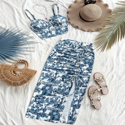 2 قطعة بدلة السباحة شاطئ