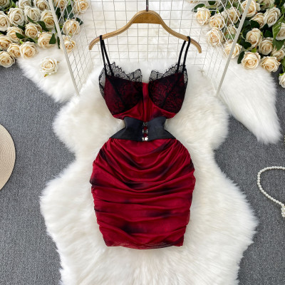 فستان قصير أنيق مثير بدون أكمام