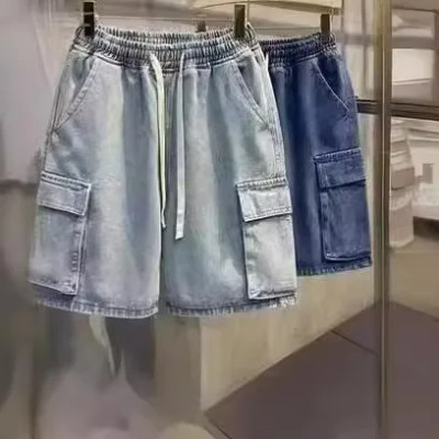 الصيف الرجال عارضة فضفاضة تناسب الدنيم السراويل جي...