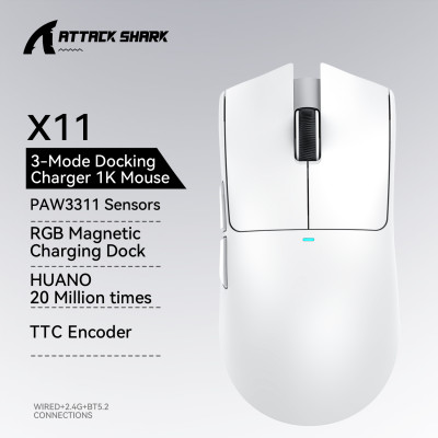 اتصال Attack Shark X11 ثلاثي الأوضاع /2.4 جيجا هرت...