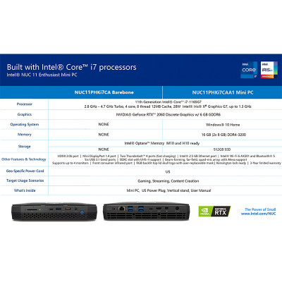 إنتل NUC 11th artic11phki7 كمبيوتر مصغر كور i7-116...