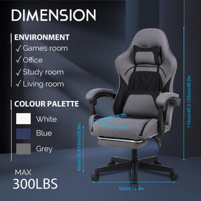 كرسي ألعاب Chulovs ، كرسي كمبيوتر مع مسند للقدم ود...