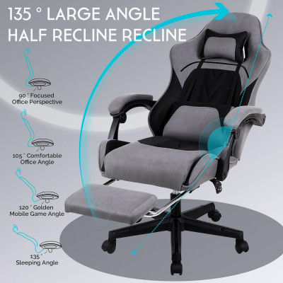 كرسي ألعاب Chulovs ، كرسي كمبيوتر مع مسند للقدم ود...