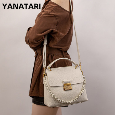 YANATARI حقيبة نسائية من الجلد الطبيعي حقيبة كتف ح...