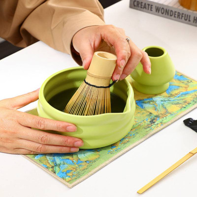 أدوات تحضير الماتشا وعاء سيراميك مناسبة للأهداء