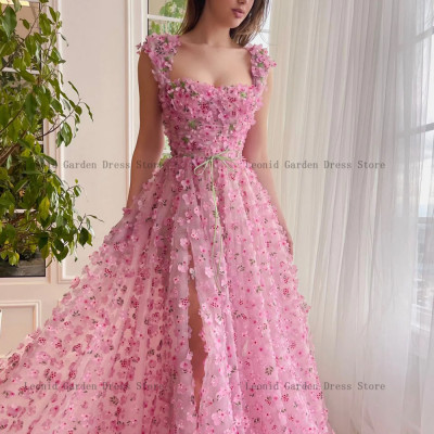 فستان سهرة وردي للنساء ، فساتين حفلة موسيقية ، رقب...