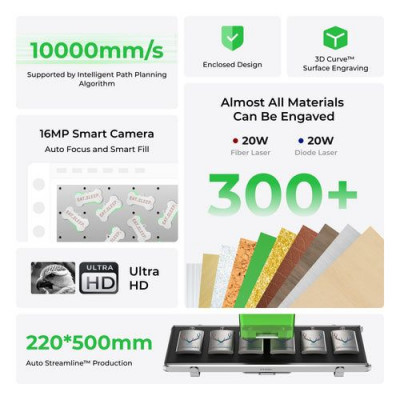 آلة النقش بليزر دايود والألياف 20 واط من xto f1 ul...