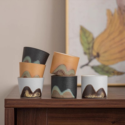 كوب قهوة سيراميك مصنوع يدويًا مع فلتر ، كوب ماء لل...