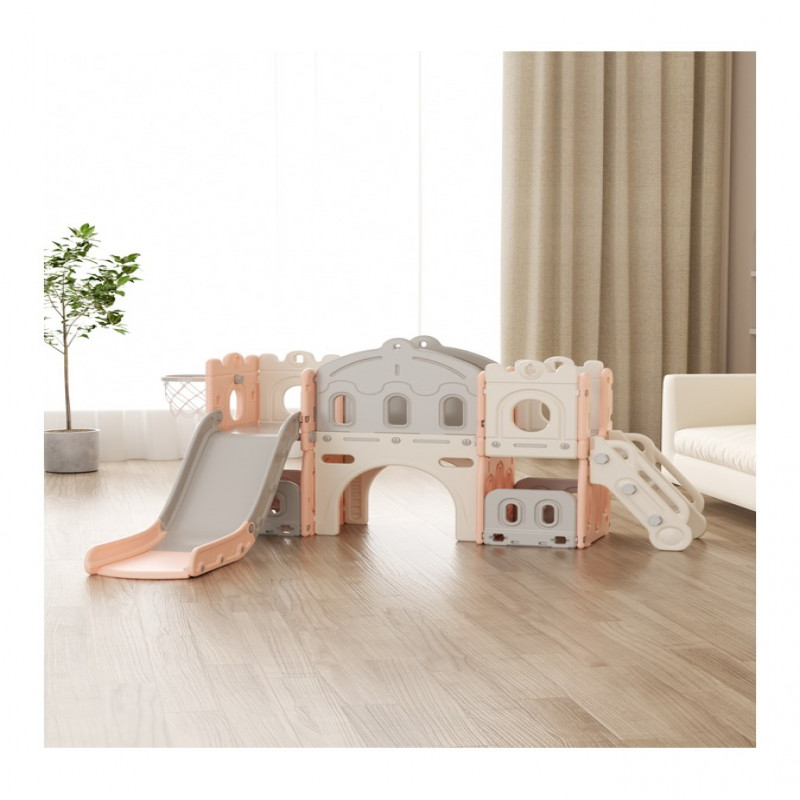 زحليقة ومرجيحة علي شكل برج مع جسر + إطار كروي وكرة...