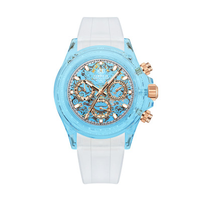 CEBRODZ كريستال كرونوغراف عالية الشفافية الياقوت س...