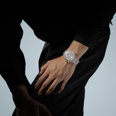 CEBRODZ كريستال كرونوغراف عالية الشفافية الياقوت س...