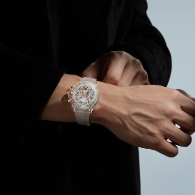 CEBRODZ كريستال كرونوغراف عالية الشفافية الياقوت س...