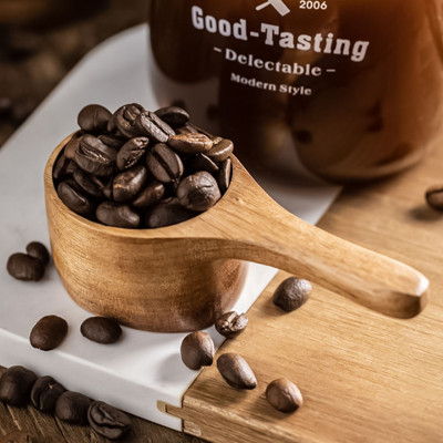 ملعقة قياس خشبية للقهوة المطحونة ، مغرفة للسكر ، م...
