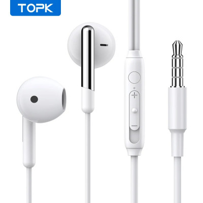 سماعة أذن داخل الأذن شاملة مع ميكروفون ، تحكم في مستوى الصوت ، من Topk ، لهواتف iphone و android