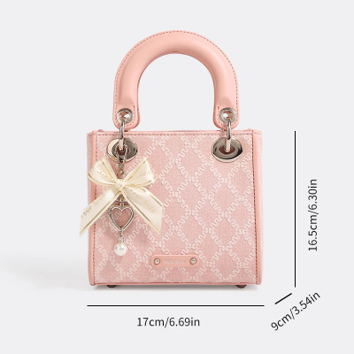 TOUTOU Argyle الجاكار حقيبة يد موضة القوس ديكور حق...