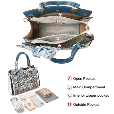 حقيبة يد نسائية مطرزة من الجلد المنفصل من FOXER عل...