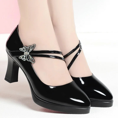 7cm 9.5cm Comfortable Butterfly Bright Leather Sho...