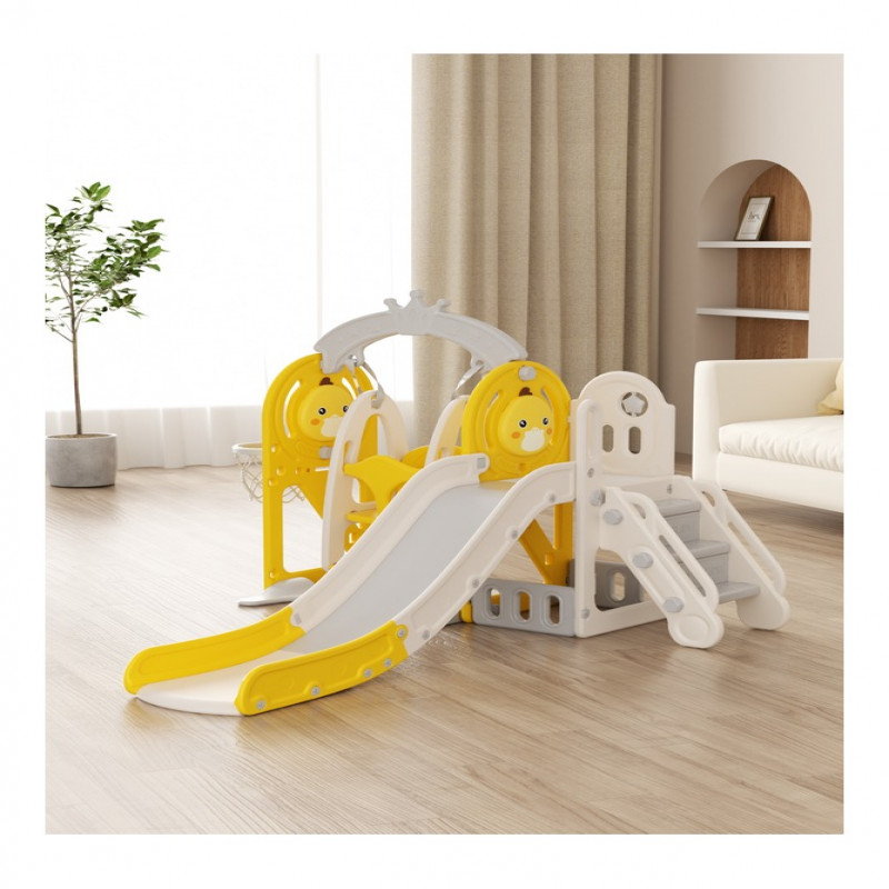 زحليقة علي شكل بطة مع مرجيحة و سلم وكرة سلة 4*1 اص...