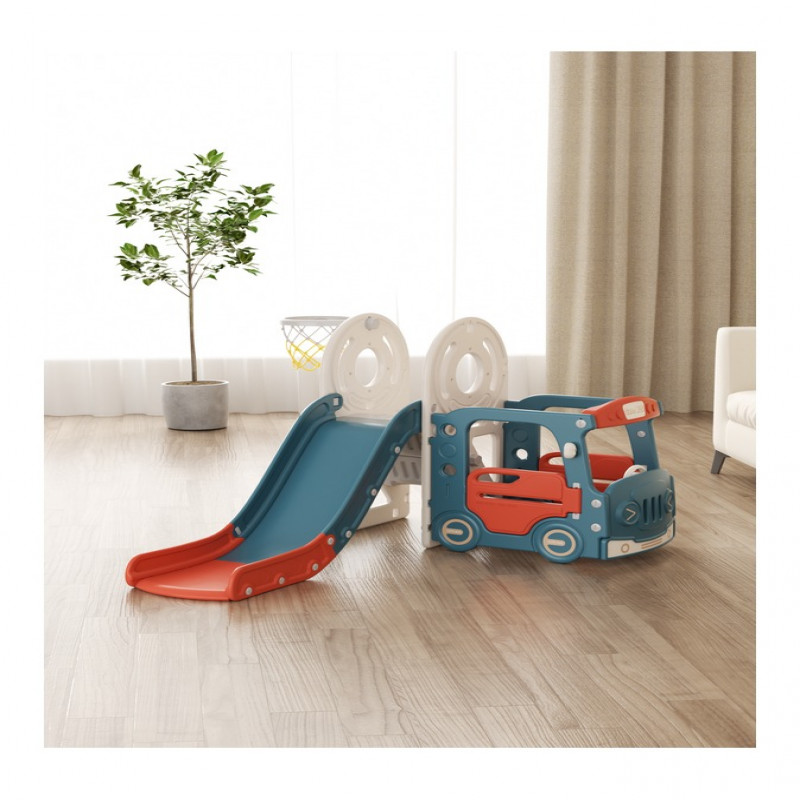 زحليقة مع سيارة مع كرة سلة 3*1 ,أحمر-أزرق غامق