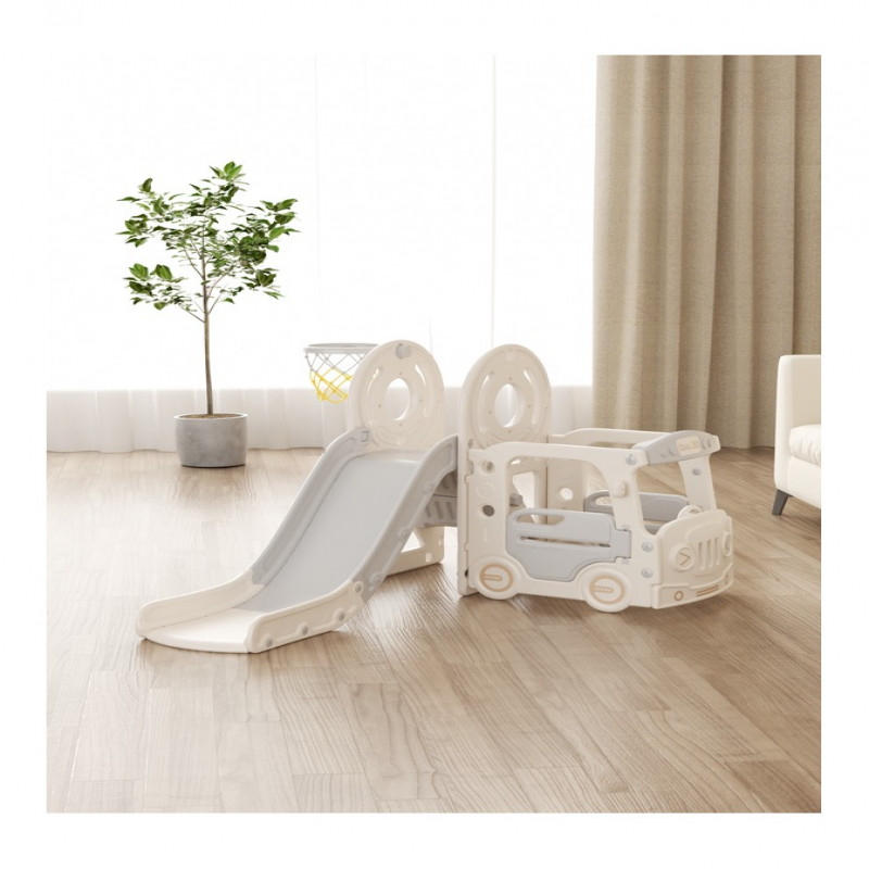 زحليقة مع سيارة مع كرة سلة 3*1,رمادي-بيج