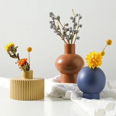 زهرية وردية من السيراميك الشمال ، زخرفية صغيرة ، غ...