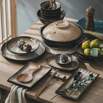 مجموعة أدوات المائدة الخزفية للمطبخ والملعقة ووعاء...