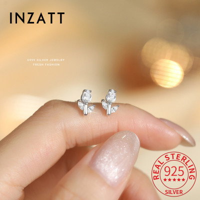 INZATT Real 925 فضة تألق الزركون زهرة أقراط صغيرة...