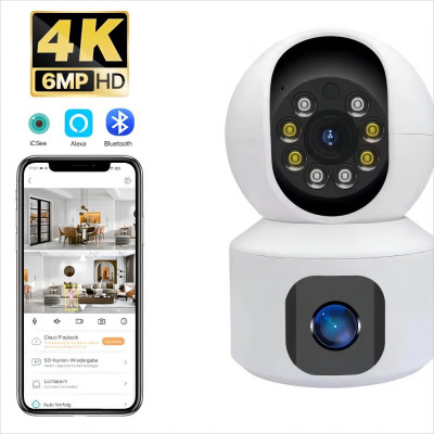 حماية منزلك مع كاميرا WiFi 4K 6MP: شاشة مزدوجة، مر...