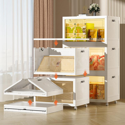 صناديق تخزين قابلة للطي مع غطاء لمنظمي الخزانات ،...