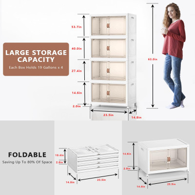 صناديق تخزين قابلة للطي مع غطاء لمنظمي الخزانات ،...