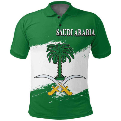 Saudi Arabia Flag Map 3D Print Polo Shirts For Men...