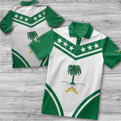 Saudi Arabia Flag Map 3D Print Polo Shirts For Men...