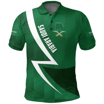 Saudi Arabia Flag Map 3D Print Polo Shirts For Men...