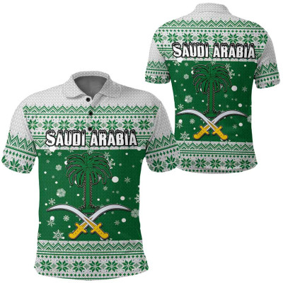 Saudi Arabia Flag Map 3D Print Polo Shirts For Men...
