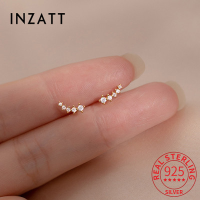 INZATT Real 925 فضة الزركون قوس وأقراط للأزياء النساء حفلة لطيف غرامة مجوهرات الحد الأدنى اكسسوارات