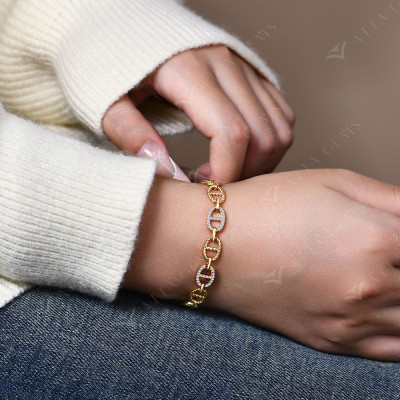 ATTAGEMS D VVS1 کلر موائسانائٹ ڈائمنڈ بریسلیٹ برائ...