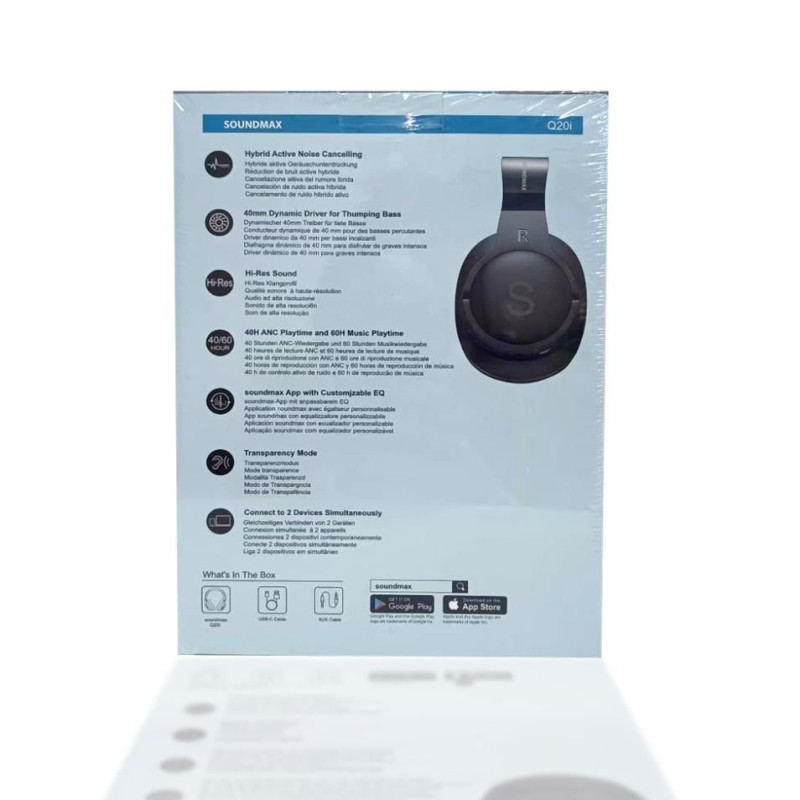 سماعات رأس لاسلكية SOUNDMAX Q20i – إلغاء ضوضاء وصو...