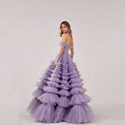 Jessica Purple Prom Dresses Luxurious Tulle Layers...
